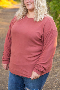 Corrine Ribbed Pullover Top - Terra Cotta