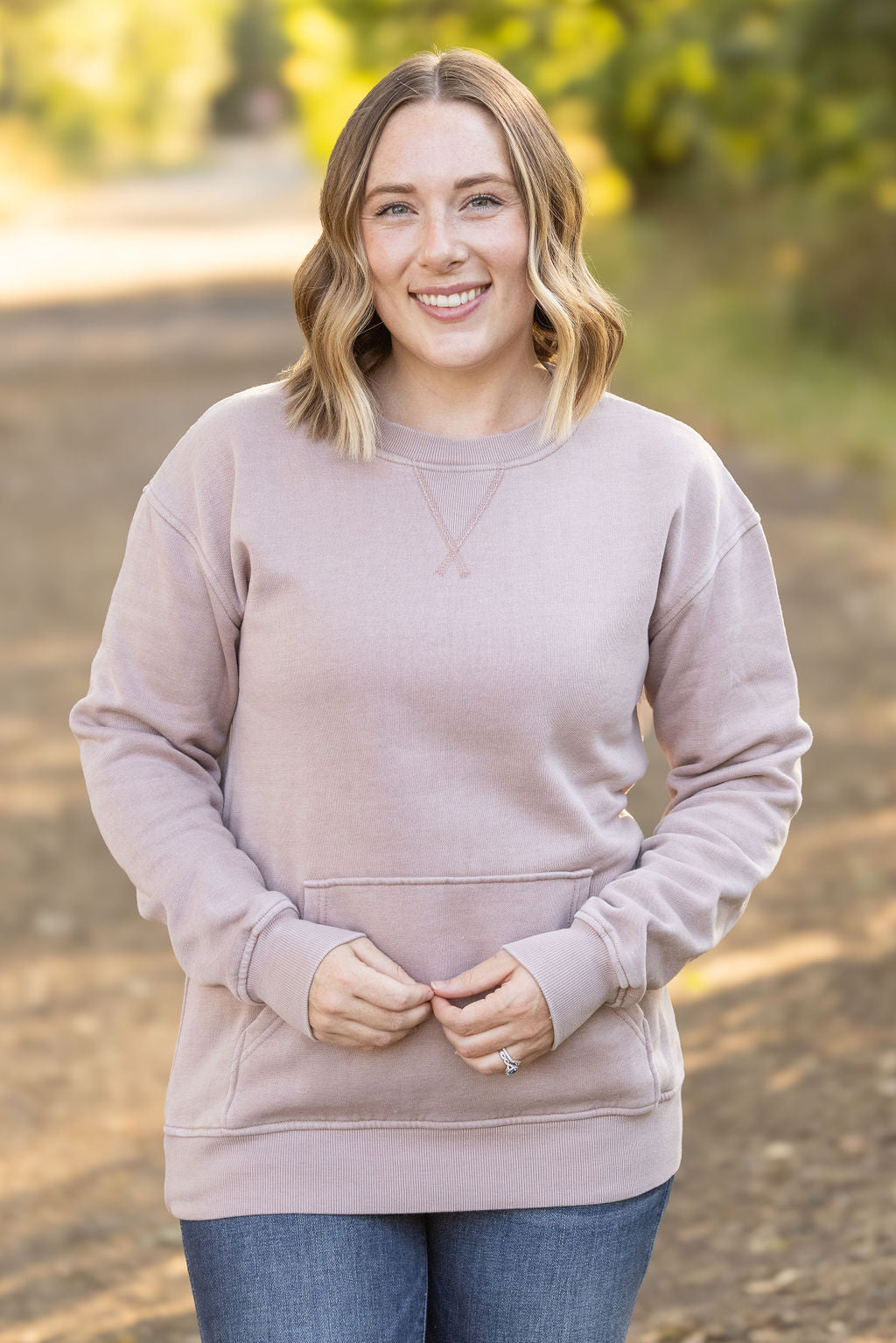 Vintage Wash Pocket Pullover - Blush Pebble