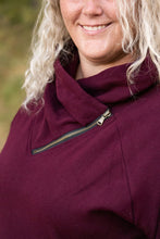 Load image into Gallery viewer, Classic Zoey Zip Cowl Sweatshirt - Burgundy
