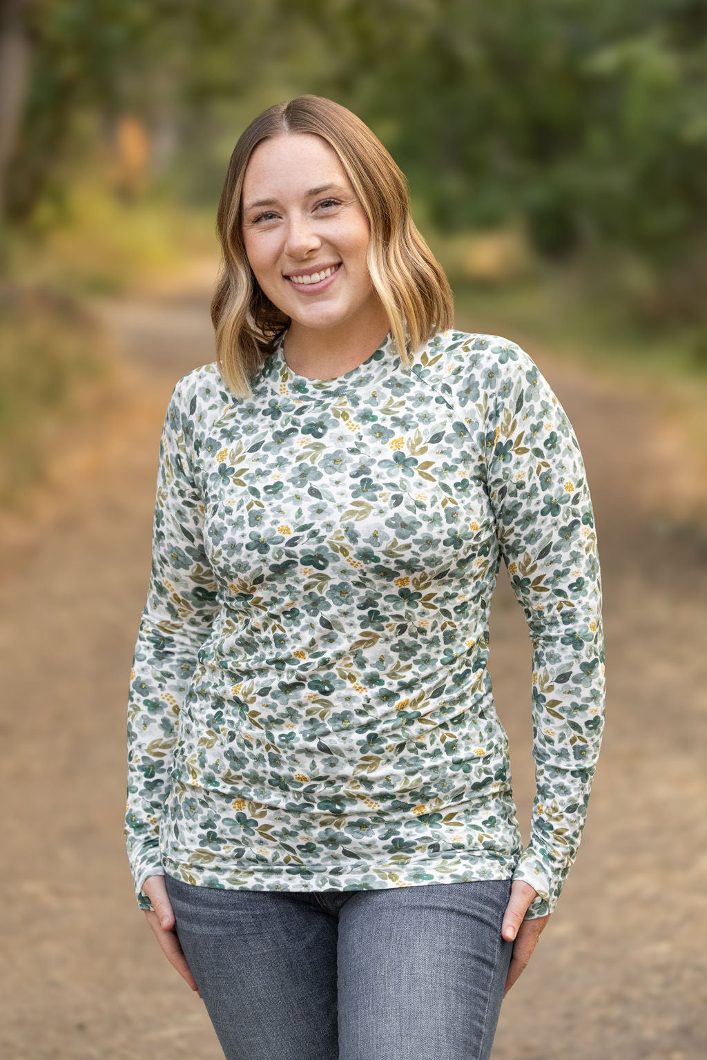 Blair Long Sleeve Top in Green Floral