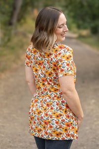 Sarah Ruffle Short Sleeve Top - Fall Floral