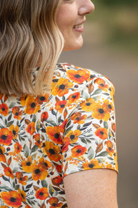 Sarah Ruffle Short Sleeve Top - Fall Floral