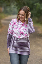 Load image into Gallery viewer, Hailey Pullover Hoodie - Pink Floral and Stripes
