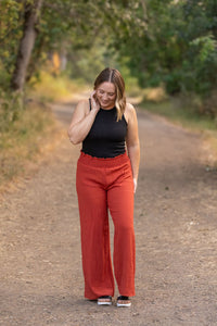 Presley Palazzo Pants - Brick