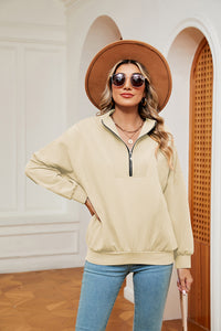 Half-Zip Dropped Shoulder Sweatshirt (multiple color options)