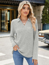 Load image into Gallery viewer, Ribbed Johnny Collar Long Sleeve Top (multiple color options)
