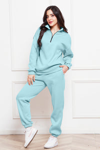 Half Zip Long Sleeve Sweatshirt and Pants Set (multiple color options)