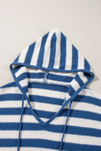 Drawstring Striped Long Sleeve Hooded Sweater (2 color options)