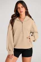 Load image into Gallery viewer, Pocketed Half Zip Long Sleeve Hoodie (multiple color options)
