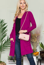 Load image into Gallery viewer, Open Front Cardigan with Pockets in Magenta
