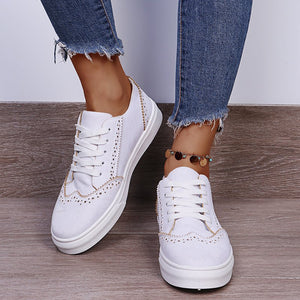 Lace-Up Suedette Flat Sneakers  (multiple color options)