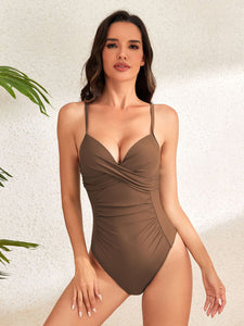 Ruched Sweetheart Neck One-Piece Swimwear (multiple color options)