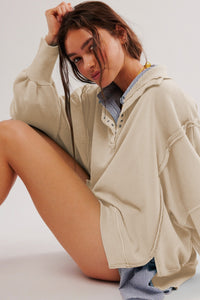 Exposed Seam Side Slit Long Sleeve Sweatshirt (multiple color options)