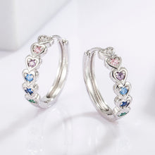 Load image into Gallery viewer, 925 Sterling Silver Inlaid Zircon Heart Huggie Earrings
