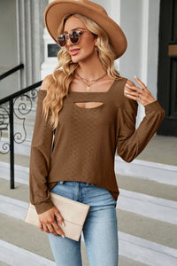 Cold Shoulder Square Neck Cutout Blouse (multiple color options)