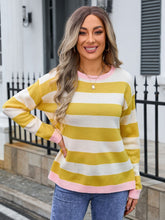 Load image into Gallery viewer, Striped Round Neck Dropped Shoulder Sweater (multiple color options)
