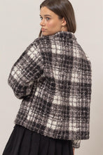 Load image into Gallery viewer, Plaid Collared Neck Boucle Jacket with Pockets
