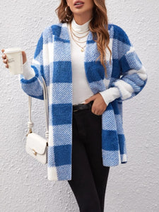 Plaid Long Sleeve Hooded Coat (multiple color options)