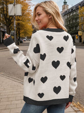 Load image into Gallery viewer, Heart Button Up Dropped Shoulder Long Sleeve Cardigan (multiple color options)
