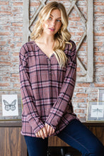 Load image into Gallery viewer, Plaid V-Neck Long Sleeve Top
