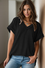 Load image into Gallery viewer, Textured V-Neck Short Sleeve Top (multiple color options)
