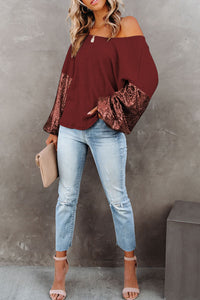 Sequin Waffle-Knit Blouse (multiple color options)