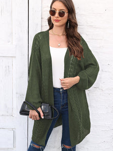 Cable-Knit Open Front Long Sleeve Cardigan (multiple color options)