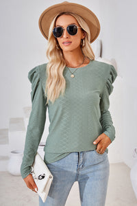 Round Neck Puff Sleeve Top (multiple color options)