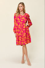 Load image into Gallery viewer, Printed Ruffle Hem Dress with Pocket
