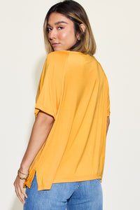 Bamboo Breeze Slit V-Neck Short Sleeve T-Shirt (multiple color options)
