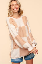 Load image into Gallery viewer, Checkered Round Neck Drop Shoulder Sweater
