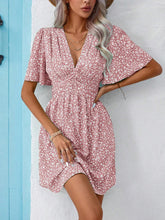 Load image into Gallery viewer, Printed V-Neck Half Sleeve Mini Dress (multiple color options)
