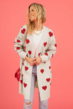 Load image into Gallery viewer, Heart Graphic Open Front Cardigan with Pockets (multiple color options)
