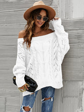 Load image into Gallery viewer, Cable Knit Openwork Off-Shoulder Sweater (multiple color options)
