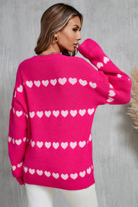 Heart Round Neck Long Sleeve Sweater (multiple color options)