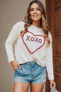 XOXO Round Neck Drop Shoulder Sweater (2 color options)