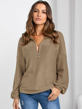 Load image into Gallery viewer, Half Zip Collared Neck Long Sleeve Sweatshirt (2 color options)
