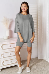 Breezy Bamboo Round Neck T-Shirt and Shorts Set (multiple color options)