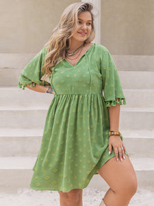 Tied Tassel Half Sleeve Mini Dress