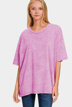 Load image into Gallery viewer, Washed Round Neck Drop Shoulder Oversized T-Shirt in Mauve
