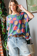 Load image into Gallery viewer, Floral Round Neck Side Slit T-Shirt
