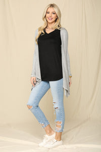 Open Front Knit Cardigan in Grey