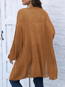 Cable-Knit Open Front Long Sleeve Cardigan (multiple color options)