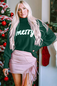 Merry Christmas Turtleneck Long Sleeve Sweater (multiple color options)