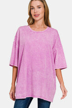 Load image into Gallery viewer, Washed Round Neck Drop Shoulder Oversized T-Shirt in Mauve
