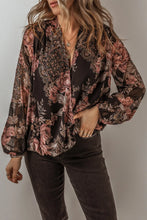 Load image into Gallery viewer, Printed Surplice Long Sleeve Blouse
