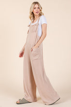 Load image into Gallery viewer, Knot Straps Wide Leg Ribbed Overalls with Pockets in Dust Storm
