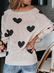 Heart Scoop Neck Long Sleeve Sweater (multiple color options)