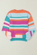 Load image into Gallery viewer, Striped Round Neck Drop Shoulder Sweater
