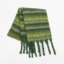 Load image into Gallery viewer, Fringe Contrast Striped Polyester Scarf (multiple color options)
